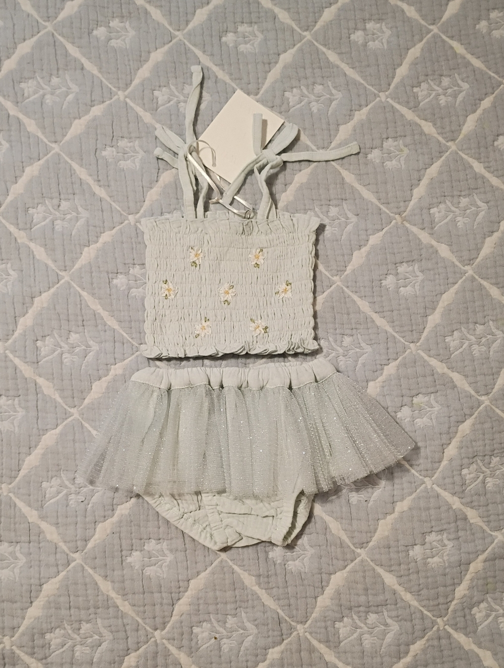 Wild Wawa Seafoam Daisies Tutu Set 12-18 Months NWT